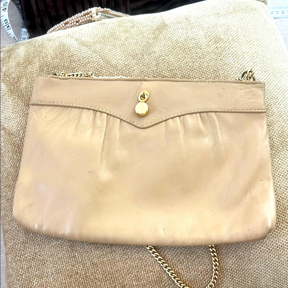 Ande Vintage Leather Small Shoulder/Clutch Purse Gold Chain